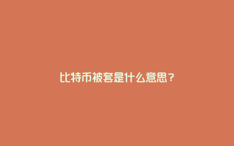 比特币被套是什么意思？