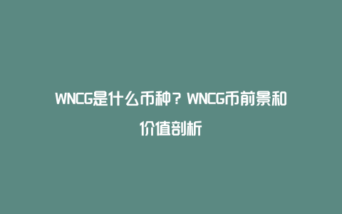 WNCG是什么币种？WNCG币前景和价值剖析