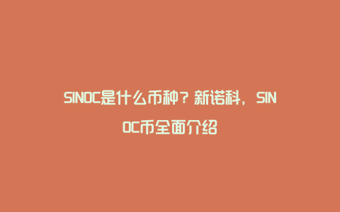 SINOC是什么币种？新诺科，SINOC币全面介绍