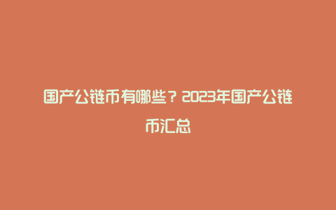 国产公链币有哪些？2023年国产公链币汇总