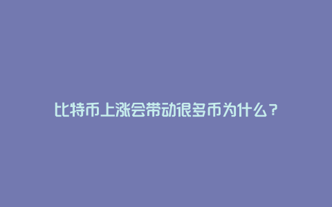 比特币上涨会带动很多币为什么？