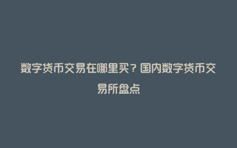 数字货币交易在哪里买？国内数字货币交易所盘点