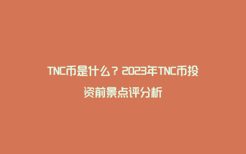 TNC币是什么？2023年TNC币投资前景点评分析