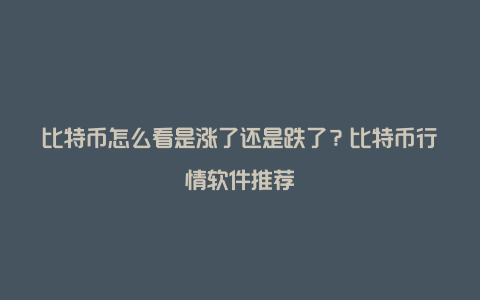 比特币怎么看是涨了还是跌了？比特币行情软件推荐