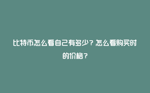 比特币怎么看自己有多少？怎么看购买时的价格？