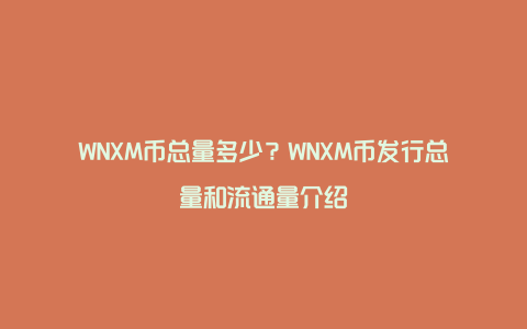 WNXM币总量多少？WNXM币发行总量和流通量介绍