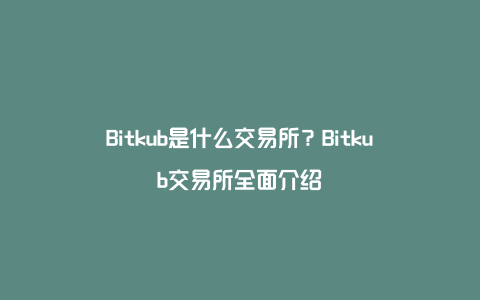 Bitkub是什么交易所？Bitkub交易所全面介绍