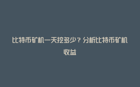 比特币矿机一天挖多少？分析比特币矿机收益