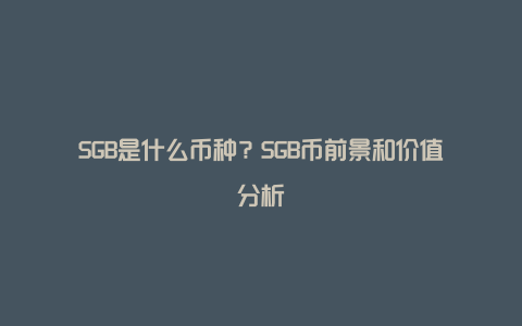 SGB是什么币种？SGB币前景和价值分析