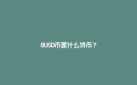 BUSD币是什么货币？