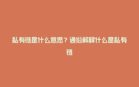 私有链是什么意思？通俗解释什么是私有链