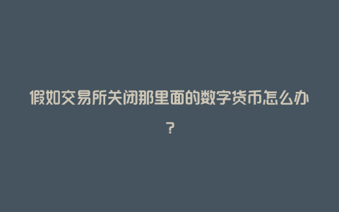 假如交易所关闭那里面的数字货币怎么办？