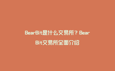 BearBit是什么交易所？BearBit交易所全面介绍