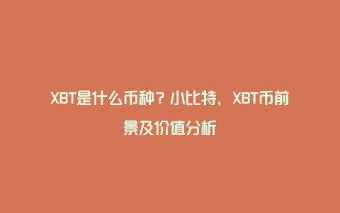 XBT是什么币种？小比特，XBT币前景及价值分析