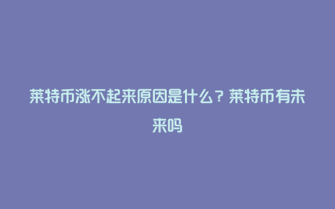 莱特币涨不起来原因是什么？莱特币有未来吗