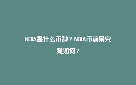 NOIA是什么币种？NOIA币前景究竟如何？