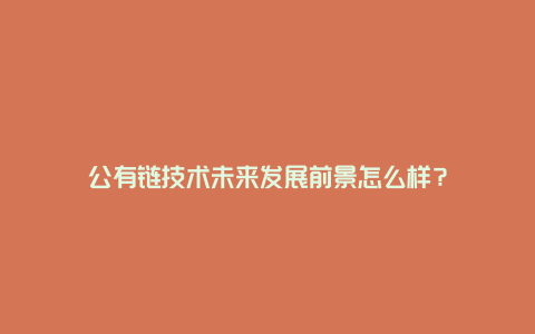 公有链技术未来发展前景怎么样？