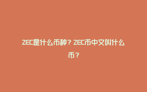 ZEC是什么币种？ZEC币中文叫什么币？