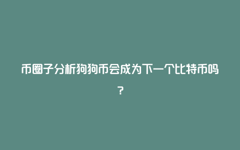 币圈子分析狗狗币会成为下一个比特币吗？