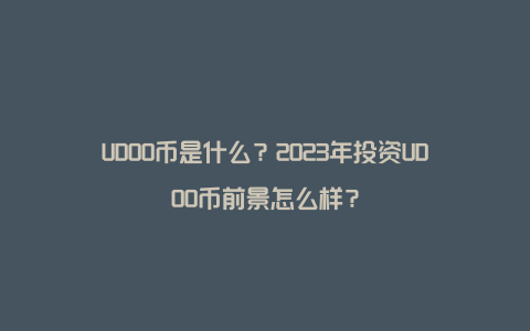 UDOO币是什么？2023年投资UDOO币前景怎么样？