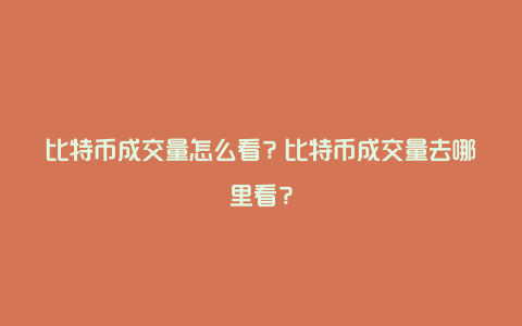 比特币成交量怎么看？比特币成交量去哪里看？