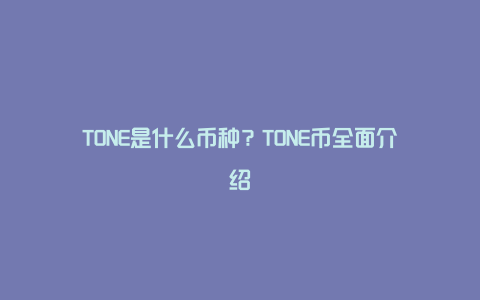 TONE是什么币种？TONE币全面介绍