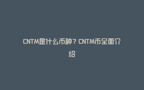 CNTM是什么币种？CNTM币全面介绍