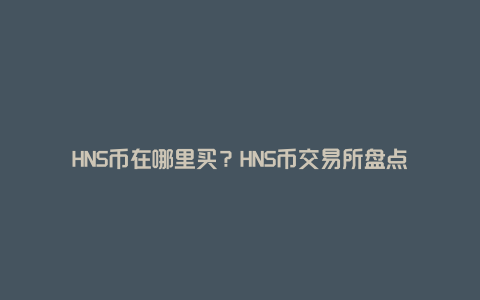 HNS币在哪里买？HNS币交易所盘点