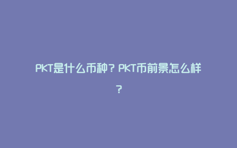 PKT是什么币种？PKT币前景怎么样？