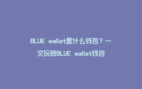 BLUE wallet是什么钱包？一文玩转BLUE wallet钱包