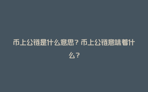 币上公链是什么意思？币上公链意味着什么？