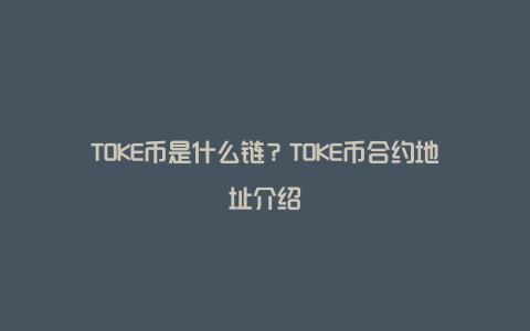 TOKE币是什么链？TOKE币合约地址介绍