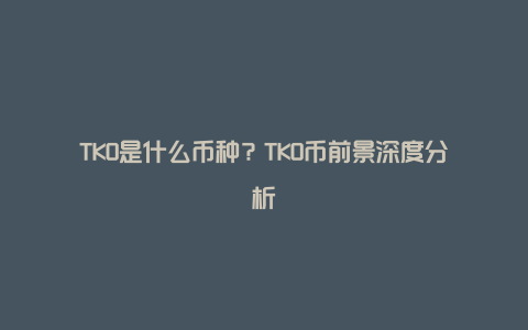 TKO是什么币种？TKO币前景深度分析