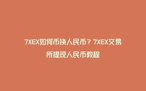 7XEX如何币换人民币？7XEX交易所提现人民币教程