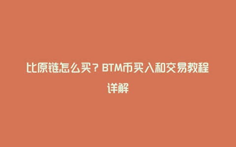 比原链怎么买？BTM币买入和交易教程详解