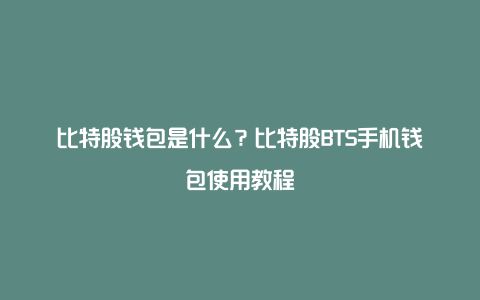 比特股钱包是什么？比特股BTS手机钱包使用教程