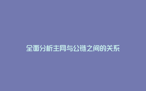 全面分析主网与公链之间的关系