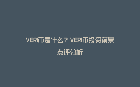 VERI币是什么？VERI币投资前景点评分析