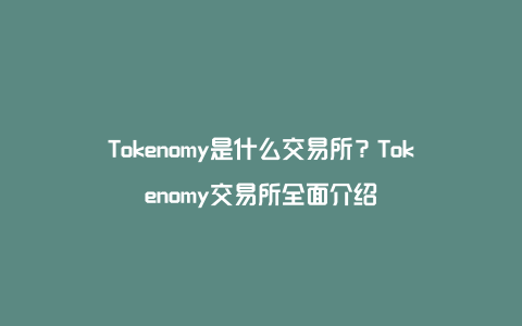 Tokenomy是什么交易所？Tokenomy交易所全面介绍