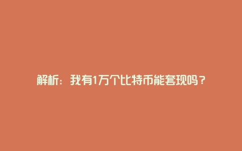 解析：我有1万个比特币能套现吗？