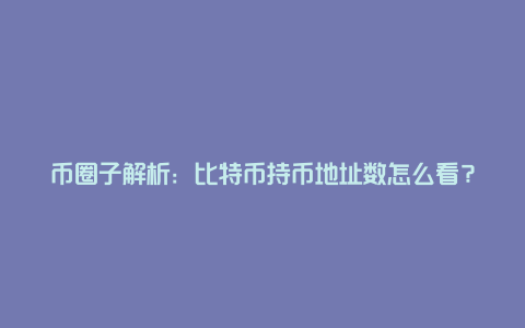 币圈子解析：比特币持币地址数怎么看？