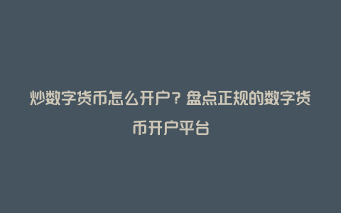 炒数字货币怎么开户？盘点正规的数字货币开户平台