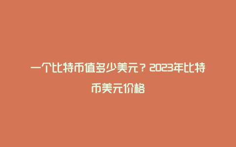 一个比特币值多少美元？2023年比特币美元价格