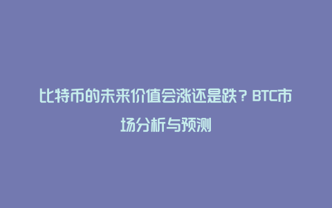 比特币的未来价值会涨还是跌？BTC市场分析与预测