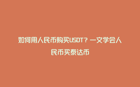 如何用人民币购买USDT？一文学会人民币买泰达币