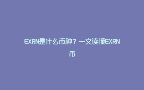 EXRN是什么币种？一文读懂EXRN币