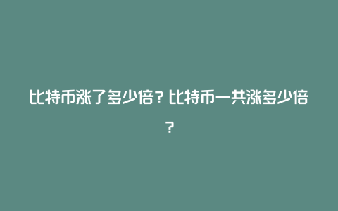 比特币涨了多少倍？比特币一共涨多少倍？