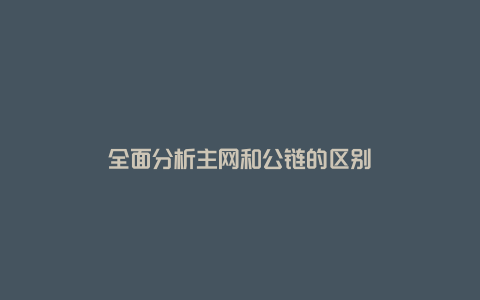 全面分析主网和公链的区别