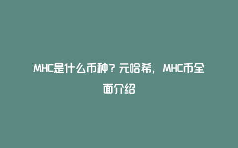 MHC是什么币种？元哈希，MHC币全面介绍