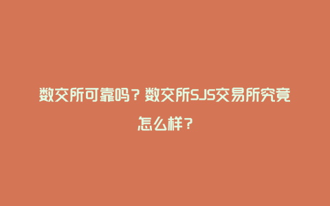 数交所可靠吗？数交所SJS交易所究竟怎么样？